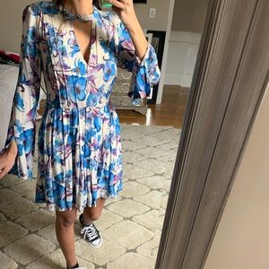 Free People Tegan Printed Cutout MiniDress